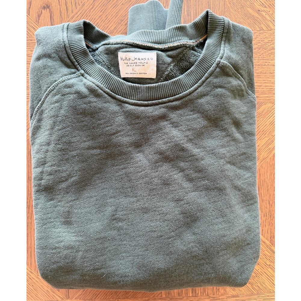 Nudie Jeans Mens XL Olive Green Crewneck Sweatshirt Organic